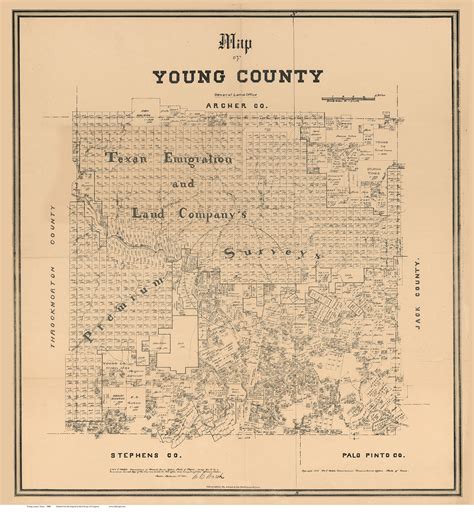 Young County Texas 1880 - Old Map Reprint - OLD MAPS