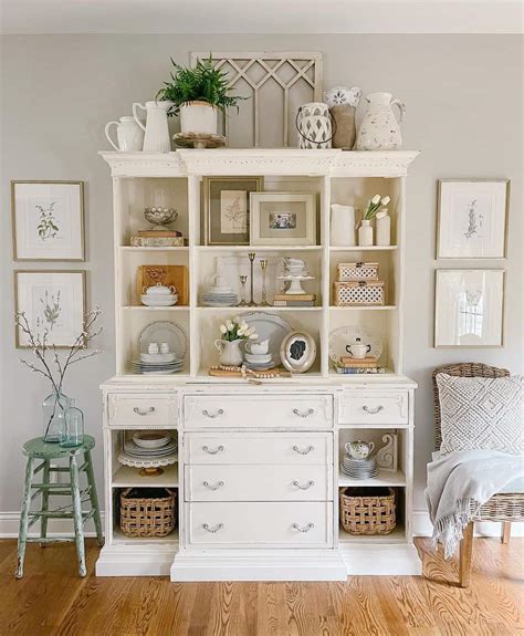 White Hutch Buffet with Farmhouse Decor - Soul & Lane