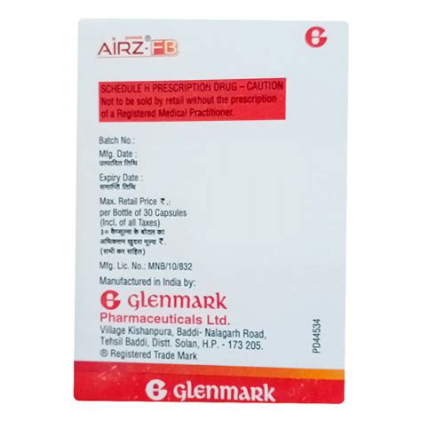 Airz-FB 400/25/12 Capsule 30's Price, Uses, Side Effects, Composition ...