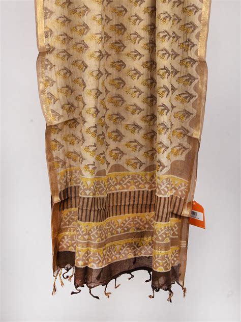 Aasmani Blue Hand Block Printed Aster Phool Kota Doria Dupatta