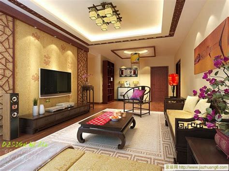 现代中式风格别墅装修之客厅效果图_紫云轩中式设计图库