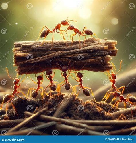 Team of Ants Working Together Bring a Wood, Good Teamwork Stock Photo ...