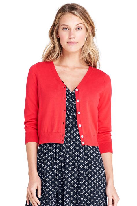 Women's 3/4 Sleeve Supima Dress Cardigan Sweater from Lands' End ...