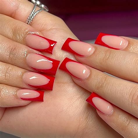 valentine nails with french tip