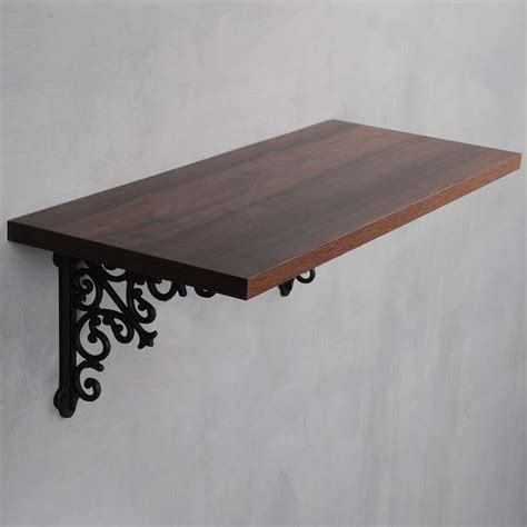 Mahogany Shiny Wall Shelf with Opera Bracket Set | Wall Shelves Online ...