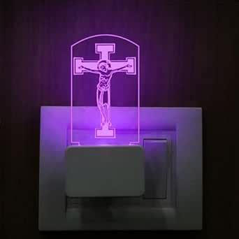 Buy StarLaser 3D Illusion Jesus Christ Cross Plug Night Lamp with 7 ...