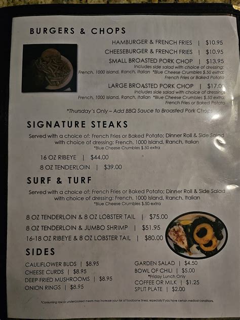 Menu at Redwood Inn restaurant, Green Bay, Main St