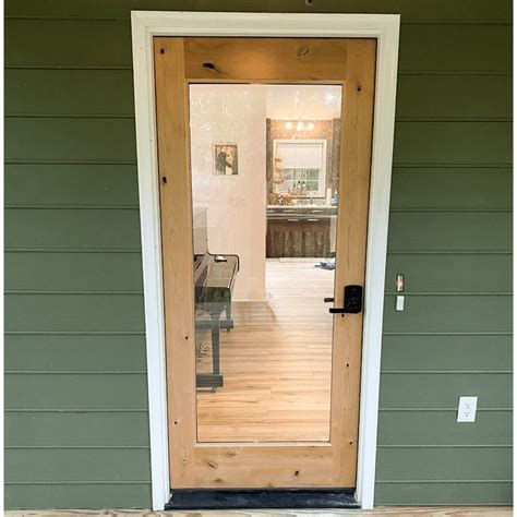 Modern Knotty Alder Full Clear Glass Window Exterior Door | Krosswood