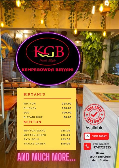 Menu at Kempegowda Biryani KGB, Bengaluru