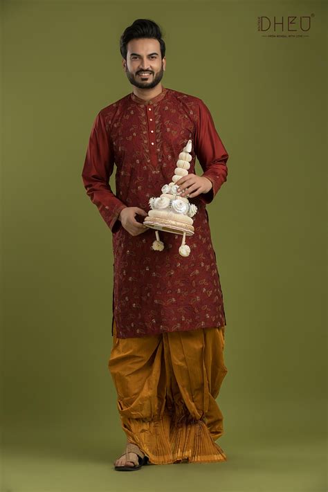 Exclusive Katan Silk Kurta & Dhoti(Optional) Set | Dheu