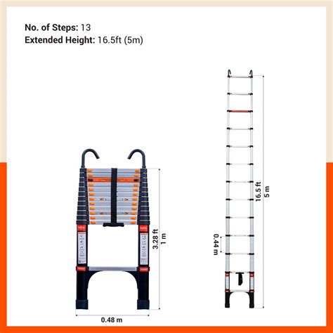 Bathla 16.5 ft Aluminium Telescopic Ladder | Portable & Compact ...