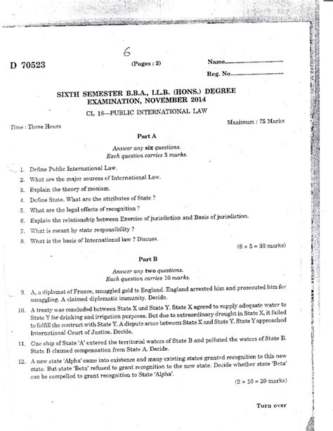 Public International Law Questions 6th sem - 6 D 70523 (Pages:2) slxrH ...