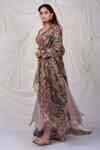 Buy Pink Silk, Kota Doria Sequins, Zari, Embroidery Floral Hand Painted ...