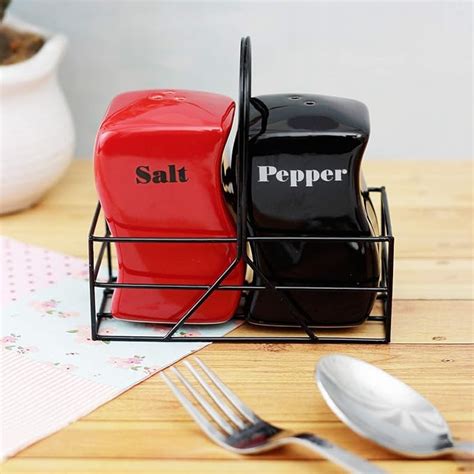Buy EZRA Ceramic Salt and Pepper Shaker Set with Tray for Dining Table ...