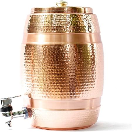 Buy KUVI Pure Copper 5 Litre Matka Water Dispenser Jug with Brass Nob ...