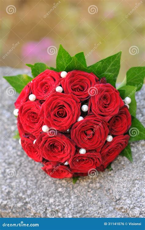Wedding Bouquet with Red Roses Stock Photo - Image of nature ...
