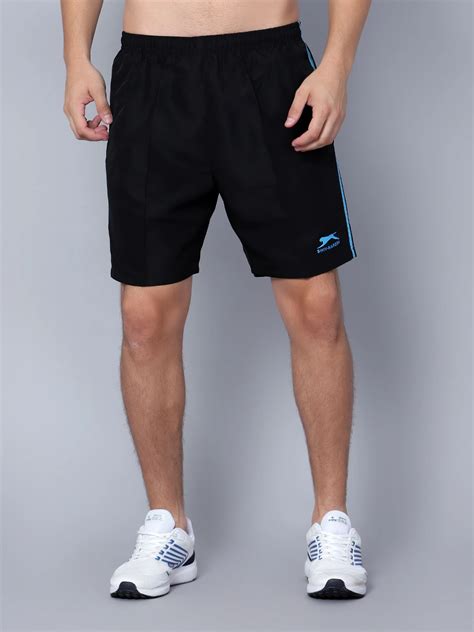Regular Fit Black Cyan Sports Shorts | Shiv Naresh