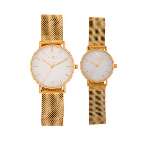 Voylla Yellow Gold Mesh Strap Couple Watches – VOYLLA