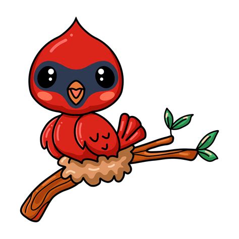 Cute baby cardinal bird cartoon on tree branch 11954928 Vector Art at ...