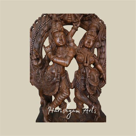 35" Shri Govindha Krishna with Radha Playing Flute in Prabhavali Frame