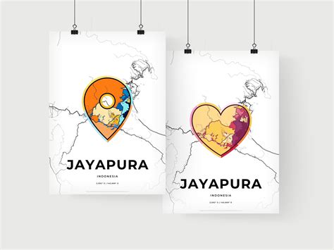 Art Map of Jayapura Indonesia, Minimal Art Map With A Colorful Icon – HEBSTREIT