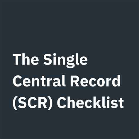 The Single Central Record (SCR) Checklist for Practice (September 2024 ...
