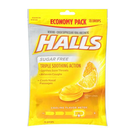 Buy Halls Sugar Free Cough Drops Honey Lemon 70ct For Diabetic Petient ...