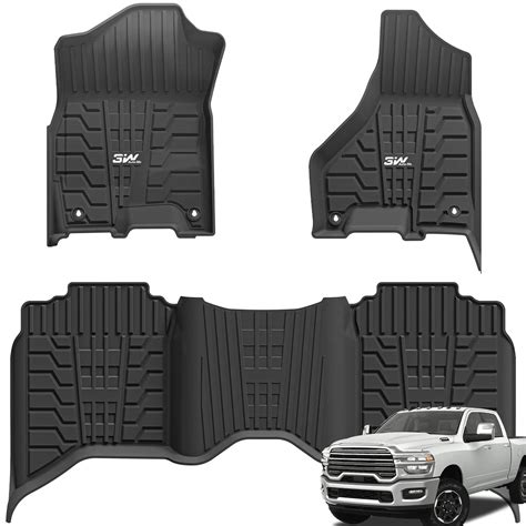 3W Custom Floor Mats for 2019-2026 Ram 2500/3500 Crew Cab with Bucket ...