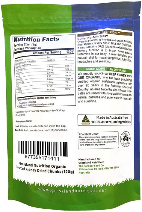 Buy GRASSLAND NUTRITION Organic Kidney Freeze Dried Chunks (High in ...