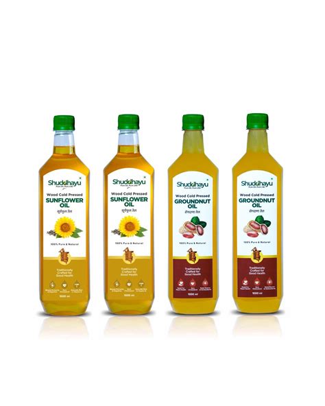 Groundnut Oil (1L x 2) + Sunflower Oil (1L x 2) | Cold Pressed & Natur ...