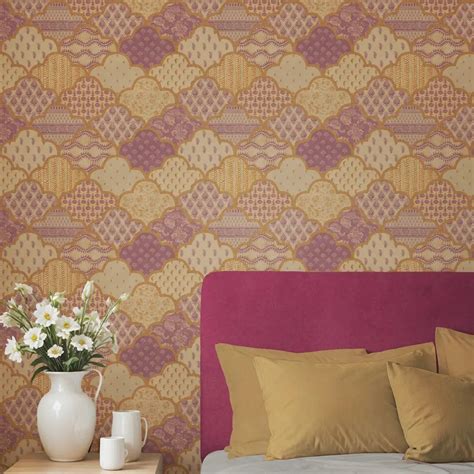 Chhap Indian Roll Wallpaper In Pastel pink Color | Lifencolors – Life n ...