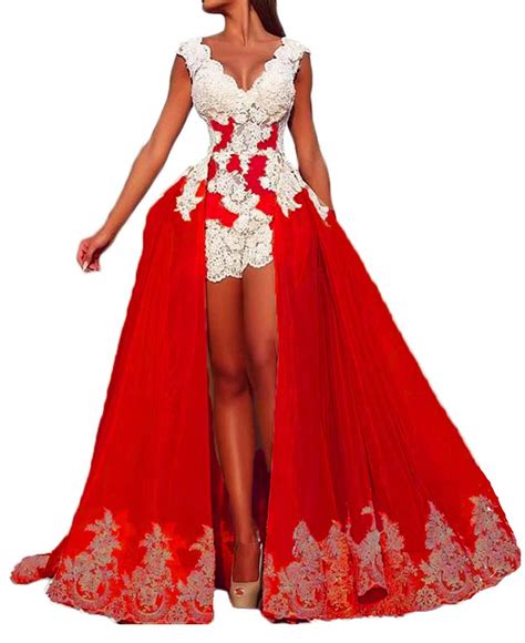 Buy alilith.Z Sexy V Neck See Through Prom Dresses 2019 Lace Appliques ...