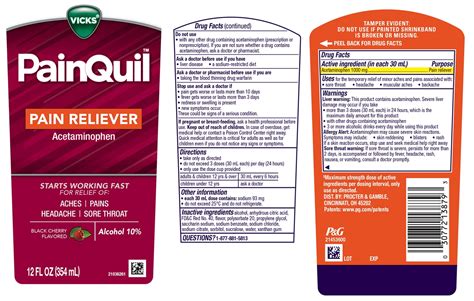DailyMed - VICKS PAINQUIL PAIN RELIEVER- acetaminophen liquid