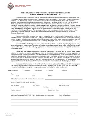 Fillable Online IMS Pre-Employment Form Fax Email Print - pdfFiller