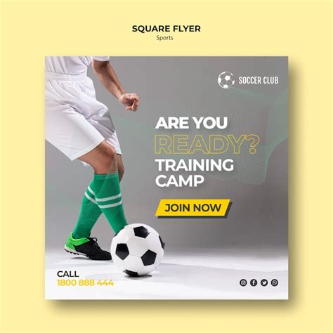 Soccer club training camp square flyer | Free PSD