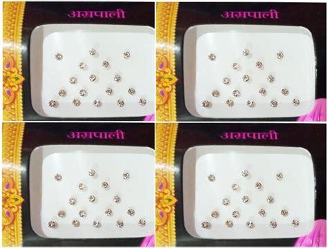 amrapali White diamond cut stone bindi size 2mm 4 packs forehead White ...