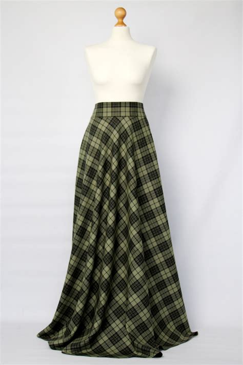 Winter plaid maxi skirt Green plaid maxi skirt Long tartan | Etsy