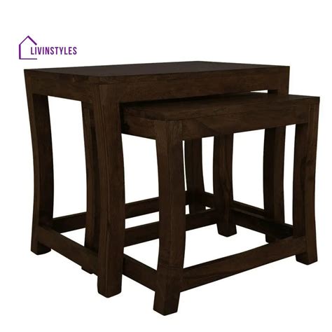 Solid Sheesham Wood Nested Tables In Walnut Finish – LivIn Styles