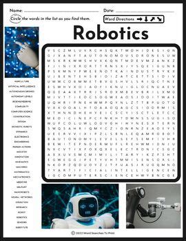 Robot Word Search Worksheet 的图像结果