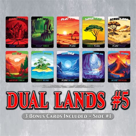 DUAL LANDS Set #5 - Full Art - 10 MTG Proxy Dual Lands, 2-sided for ...