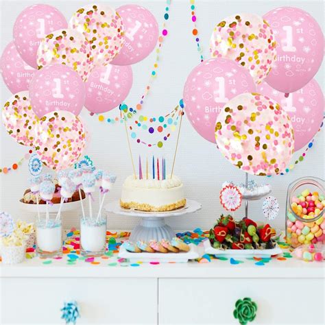 Buy 1st Girl Happy Birthday Balloons First Pink Birthday Party ...
