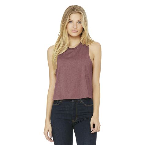 Bella + Canvas BC6682 Women's Racerback Cropped Tank - Heather Mauve ...