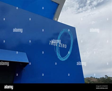 Pump with logos is visible at True Zero hydrogen fuel cell filling ...