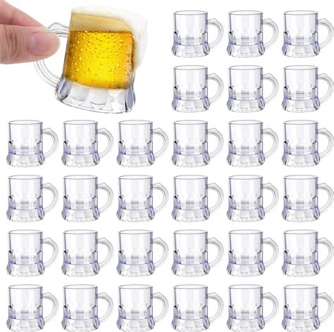Amazon.com | Irrmshr 30 Pcs Mini Plastic Beer Mugs,1 oz Clear Plastic ...