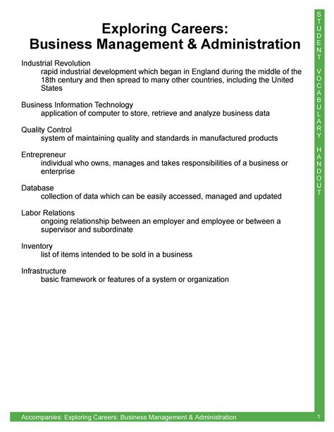 Vocabulary Handout - Science - S T U D E N T V O C A B U L A R Y H A N ...