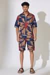 Buy Blue Poplin, Cotton Flower Pattern Shorts For Men by Koai Online at ...