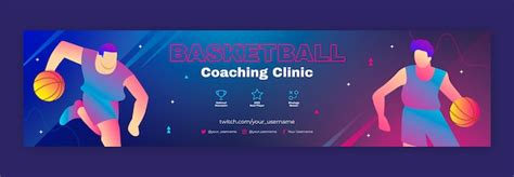 Basketball-Twitch-Banner mit Farbverlauf | Kostenlose Vektor