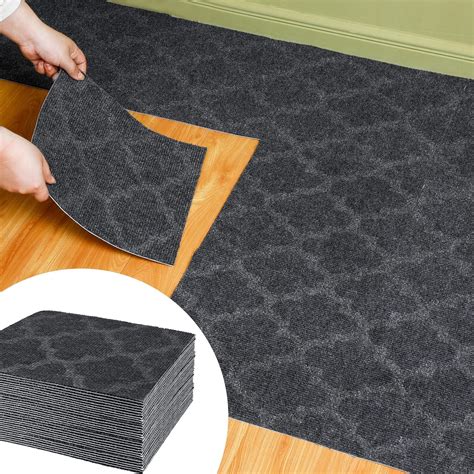 Tinideya 48 Pcs Squares Self Adhesive Carpet Tiles, 12 x 12 Inch Carpet ...