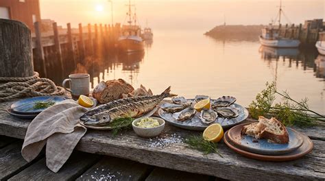 Free Coastal Morning Feast Image - Seafood, Breakfast, Harbor ...