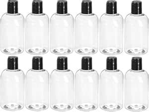Hunky Dory 12pcs 100ml Empty Plastic Flip Top Boston Bottles With Black ...